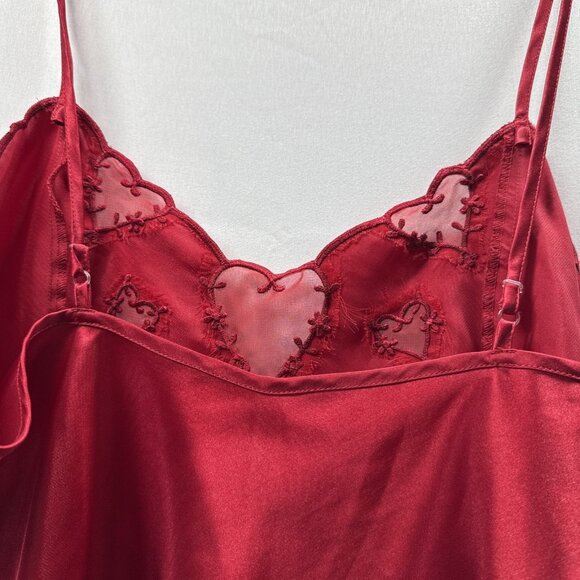 Valerie Steven’s Y2K‎ Cami Satin Cut Out Glam Club Solid Red Christmas Silky - Picture 5 of 9